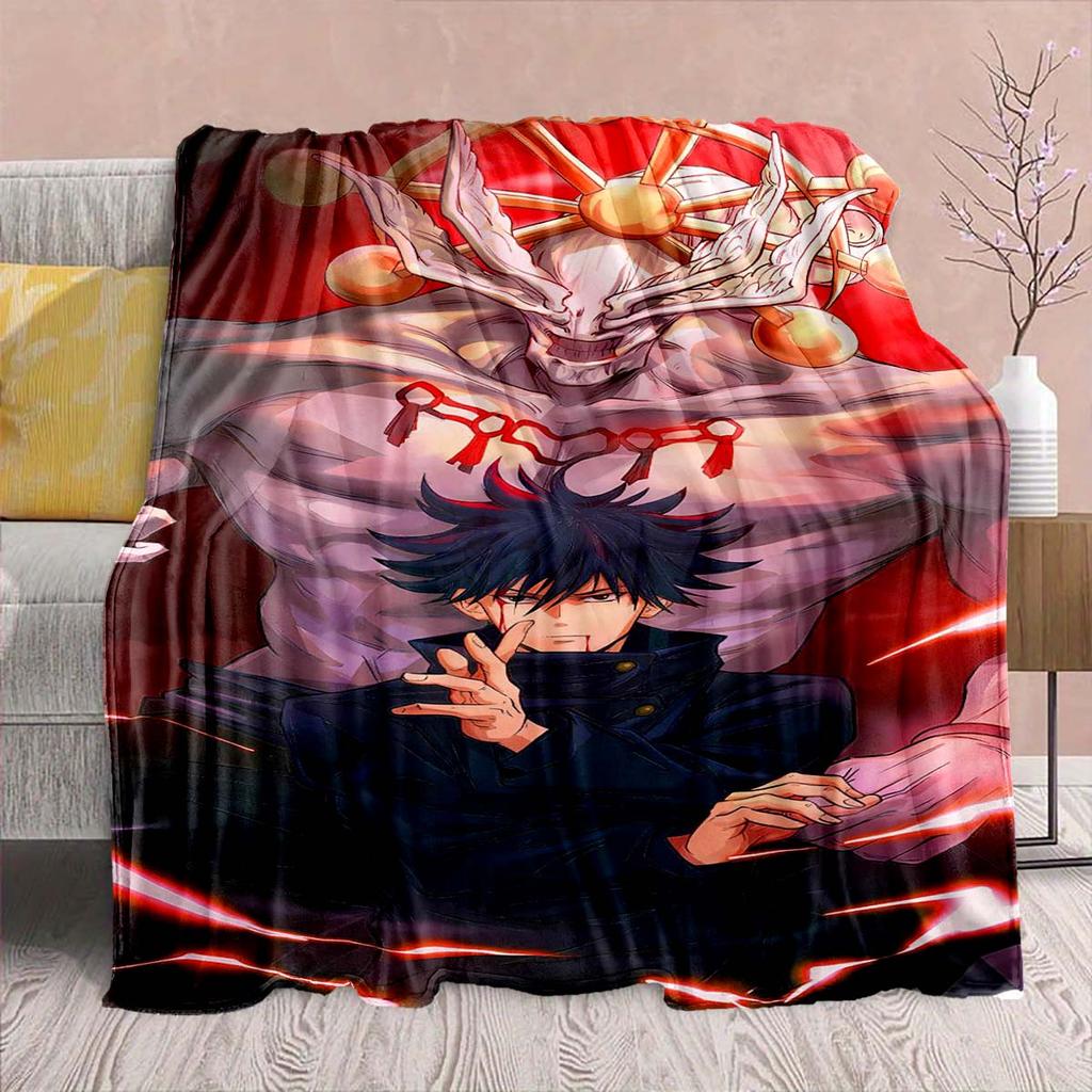 Jujutsu Kaisen Anime Flannel Blanket - Soft Warm Perfect for Sofa, Bedding Camping Travel Office Home Decor -QJY