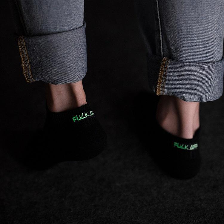 Luminous White Letters Women Mens Cute Letter Print Design Fucks Off Casual Knit Wool Funny Socks