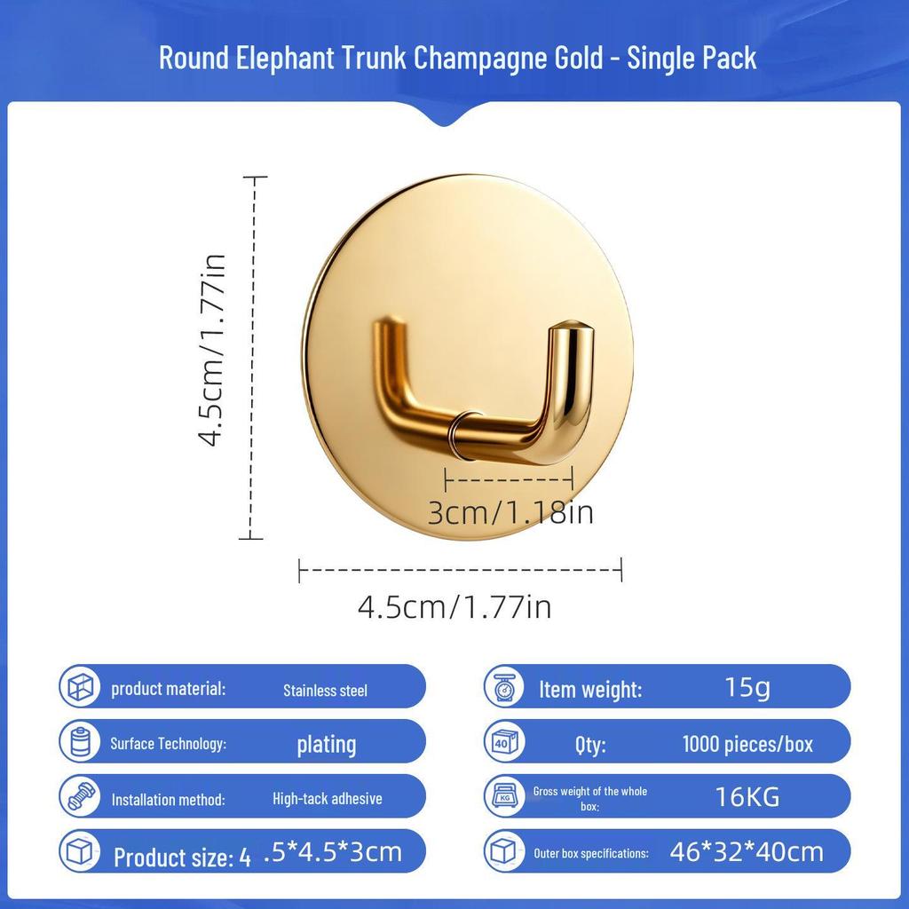 Punch-Free Strong Adhesive 304 Stainless Steel Wall Hook