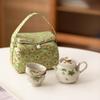 Oude Klei Gras en As Draagbare Handheld Pot Eén Pot Twee Kopjes Exquise Souvenir