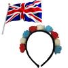 Elegantes Blumen-Haaraccessoire Stirnband für das 70. Platinjubiläum der Königin, inspiriertes Design im Union Jack-Stil