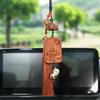 Rosewood & Peach Wood Car Pendant with Buddha/Guanyin Plaque - High-End Tassel Car Decoration