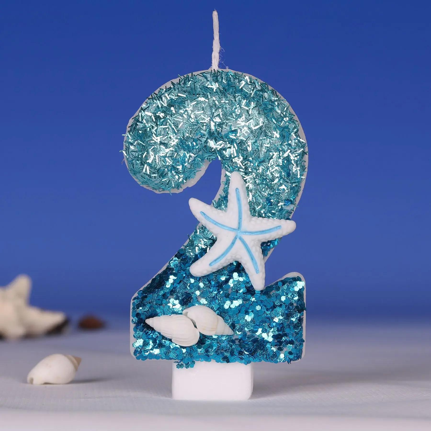 

Starfish Conch Shell Glitter Number Birthday Candles Cake Toppers Birthday Wedding Birthday Digital Cakes Dessert Decor