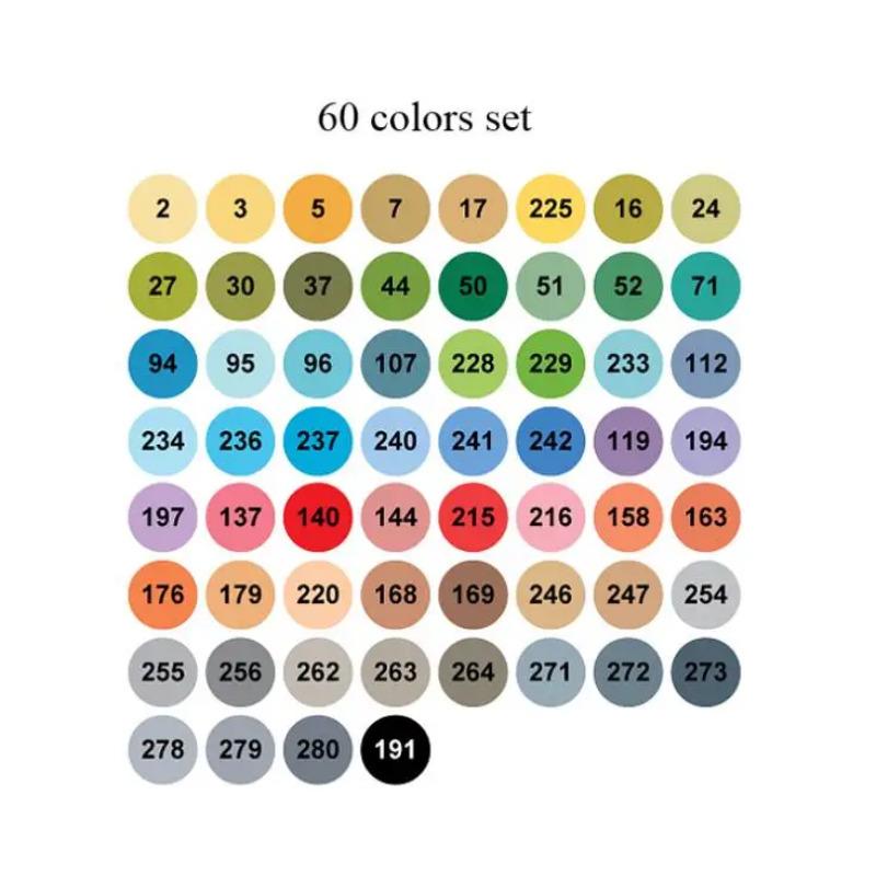 EF100 Професійний маркер для малювання 24/36/48/60/72 кольори, двосторонній, пензель для малювання, маркер на спиртовій основі, маркер для скетчів