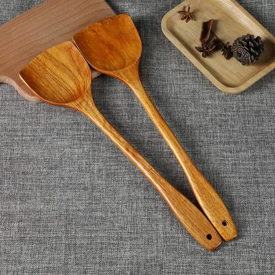 Bambus- und Holzspatel Leichtgewicht 39cm Antihaft-Töpfe Rauchloser Topf Langstielige Holzschaufel Küchen-Kochutensilien Spatel