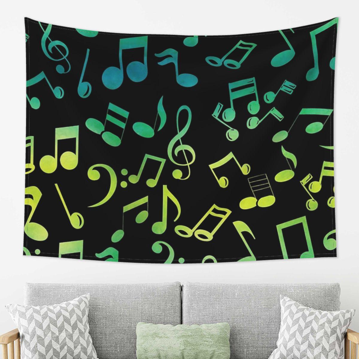 

Yellow And Green Music Notes Tapestry Decor Art Aesthetic Tapestries for Living Room Bedroom Home Wall Cloth Wall Hanging 74x94cm(29x37in)