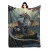 Ice Dragon and Wolf Flannel Printed Blanket Soft Comfortable Bed Blanket Modern Style Themed Decorative Blanket