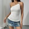 2025 Spring/Summer Women's Sexy One-Shoulder Sleeveless Tie-Up Backless Top