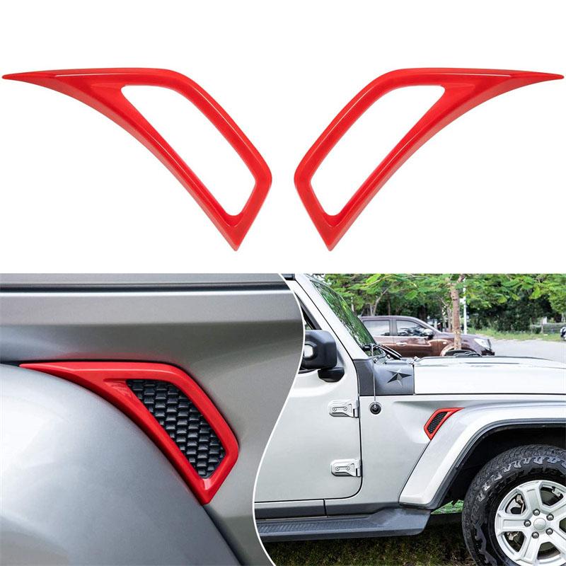 1pair Front Wheel Fender Vent Cover Trim Eyebrow Side Air Outlet Vent Decoration Sticker For Jeep Wrangler JL Gladiator JT 2018+