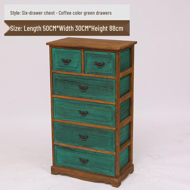 Retro Massivholz Kommode mit fünf Schubladen für Schlafzimmer oder Wohnzimmer