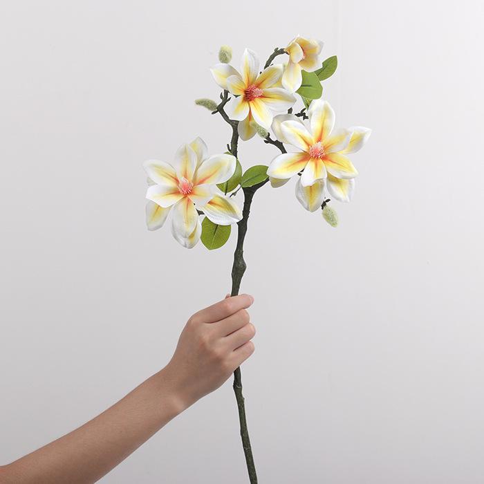 High-End Lifelike Magnolia Artificial Flower Ornaments for Living Room & Dining Table Decor
