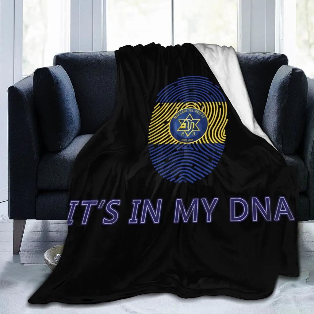 Maccabi Tel Aviv Koc Polarowy na Cały Sezon Koc Rzutowy Ultra Miękki Koc Flanelowy Drukowany Cyfrowo Premium Puszysty Mikrofibra Polar