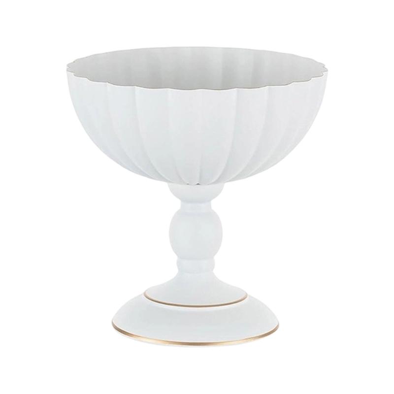 Decorative Iron Footed Flower Vessel with Fluted Bowl Compote Vase for Small Displays and Arrangements