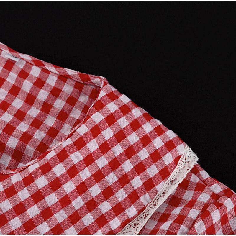 Plaid Shirt Pants Sets Women Peter Pan Collar Lace Up Long Sleeve Shirts Wide Leg Trousers 2 Pieces Suits Female Casual Outfits