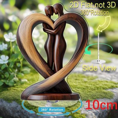2D flache Acrylfigur eines sich umarmenden Paares im Herzen, perfektes romantisches Geschenk für Jahrestag & geliebte Person