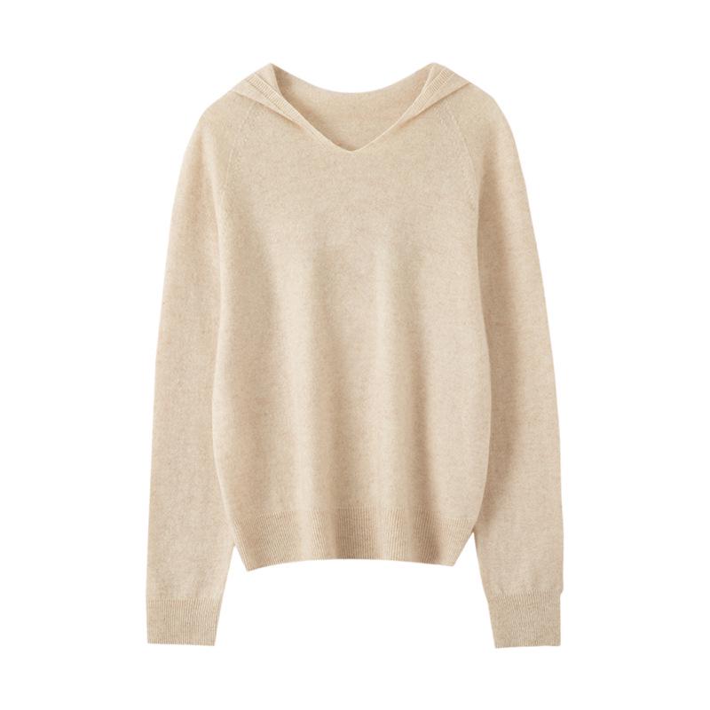 Lekasha Women's Cashmere Wool Seamless Knit Hoodie - Autumn/Winter Base Layer