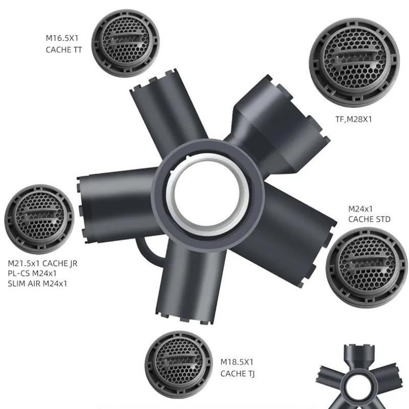 1 Stück Wasserhahn-Perlator-Schlüssel 10 in 1 ABS Wasserhahn-Perlator-Entfernungswerkzeug für Gewinde-Perlatoren/Perlatoren mit Gehäuse, Schnittkante & Rund