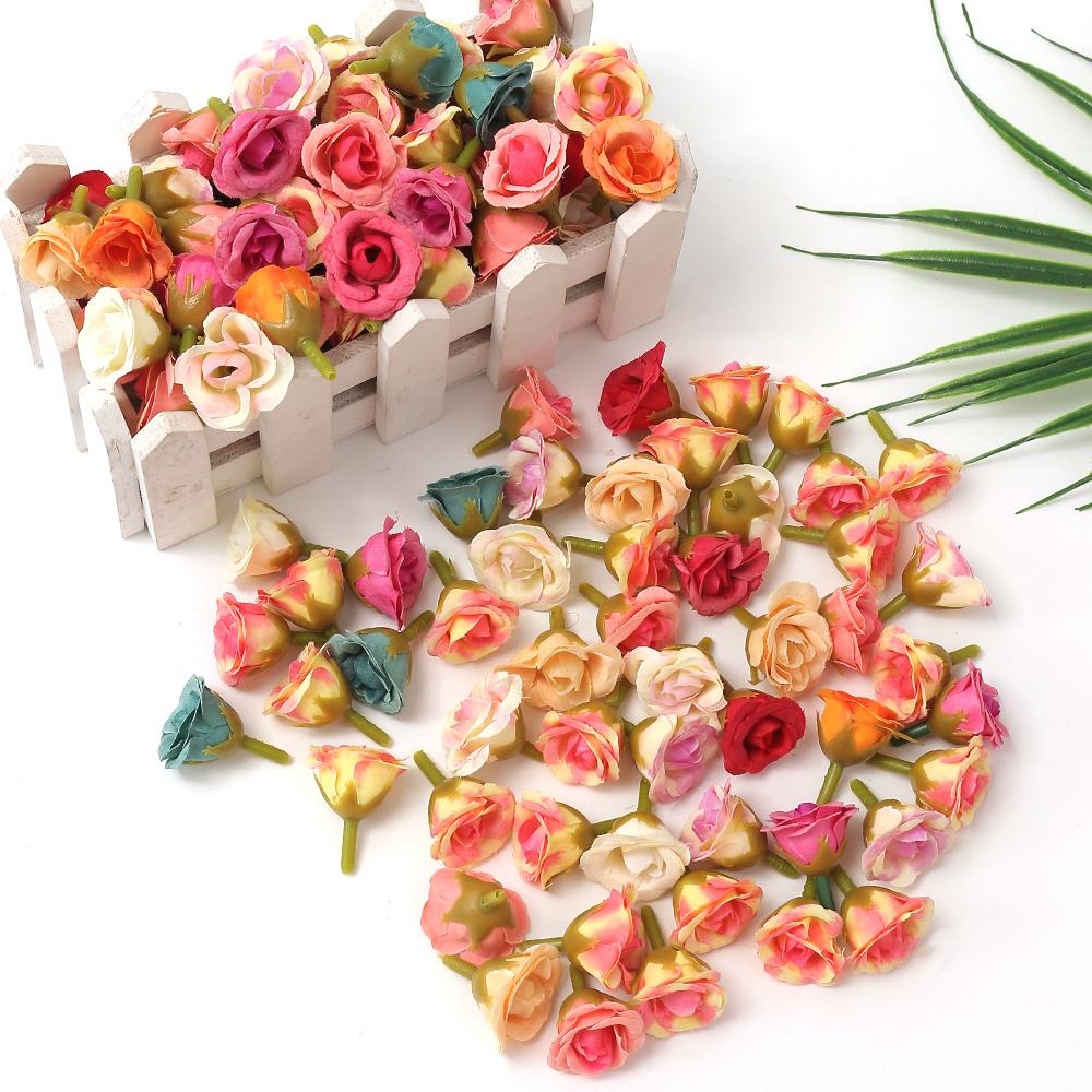 10/40Pcs Rose Artificial Flowers 2CM Fake Flowers Home Room Decor Garden Wedding Decoration DIY Scrapbook Garland Gift Accessory