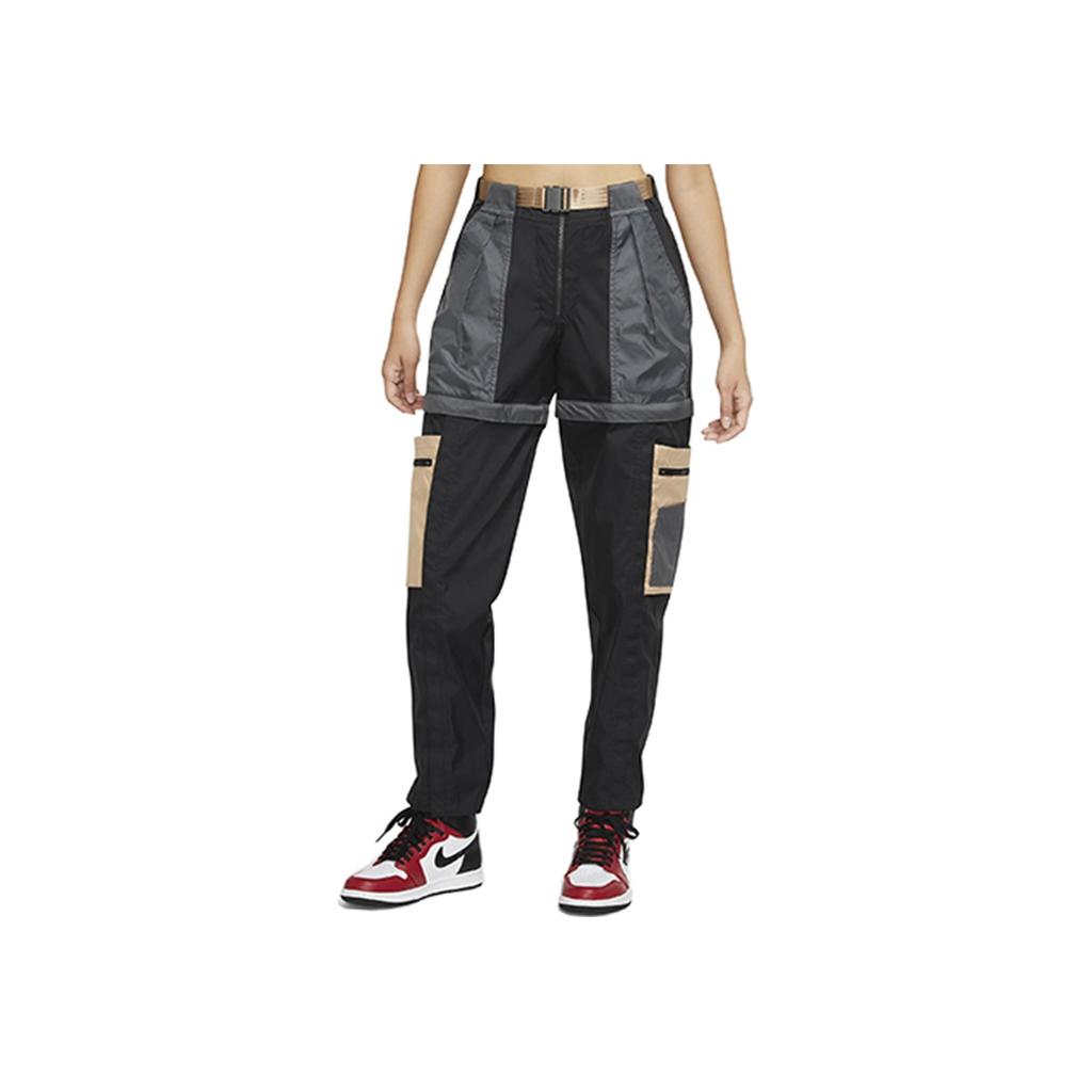 Jordan Calças Casuais Removíveis com Contraste e Múltiplos Bolsos para Mulher Preto DD7098-010