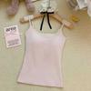Bow Lace Spaghetti Strap Camisole Women Padded Backless Crop Tank Top