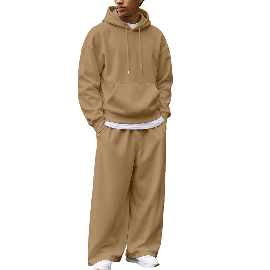 Ensemble sweat à capuche zippé et pantalon de jogging d'hiver pour homme - Tenue décontractée par temps froid