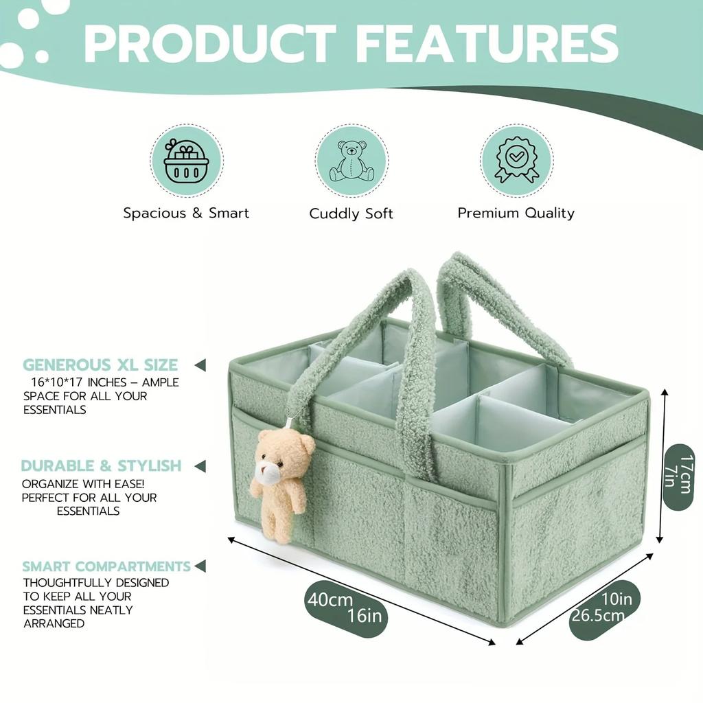 Multi-Purpose Diaper Caddy Organizer-Storage Basket for Diapers Wipes Baby Essentials Changing Table/Car Caddy Baby Shower Gift
