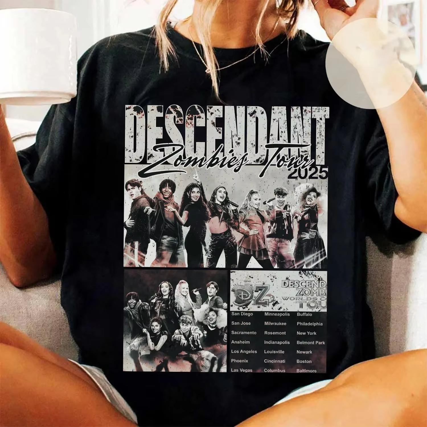 Descendants Zombies World Collide Tour  2025 Retro TShirt   Zombies Tour Summer Music Festival   Shirt S