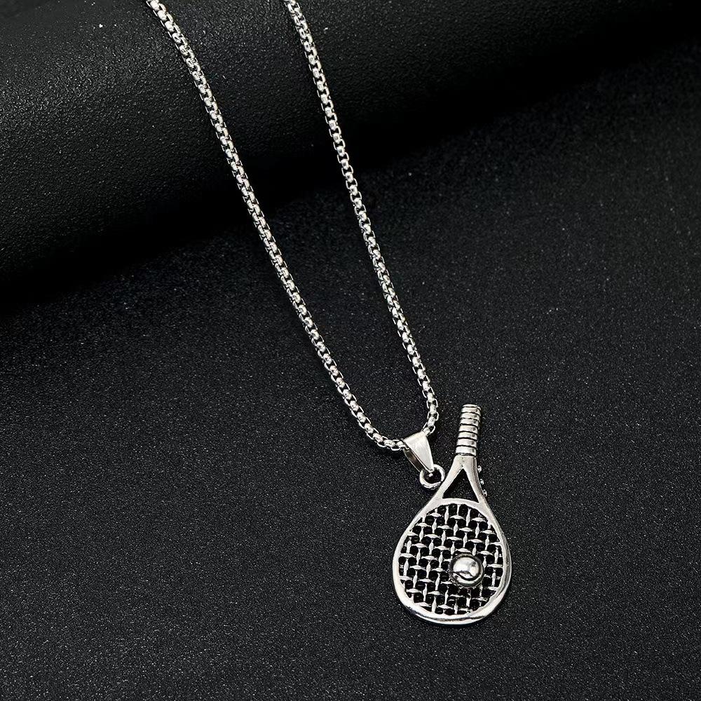 New Badminton Racket Trendy Hip-hop Tennis Racket Accessories Necklace Pendant