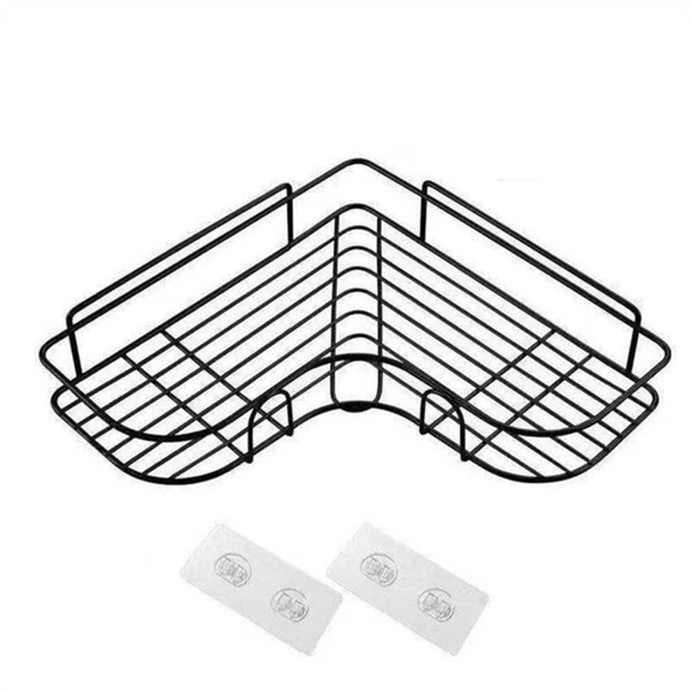 Wall-mounted Triangle Bathroom Shelf No-drill Rustproof Bathroom Storage Grid Shelf Waterproof Self-Adhesive Bathroom Organizer