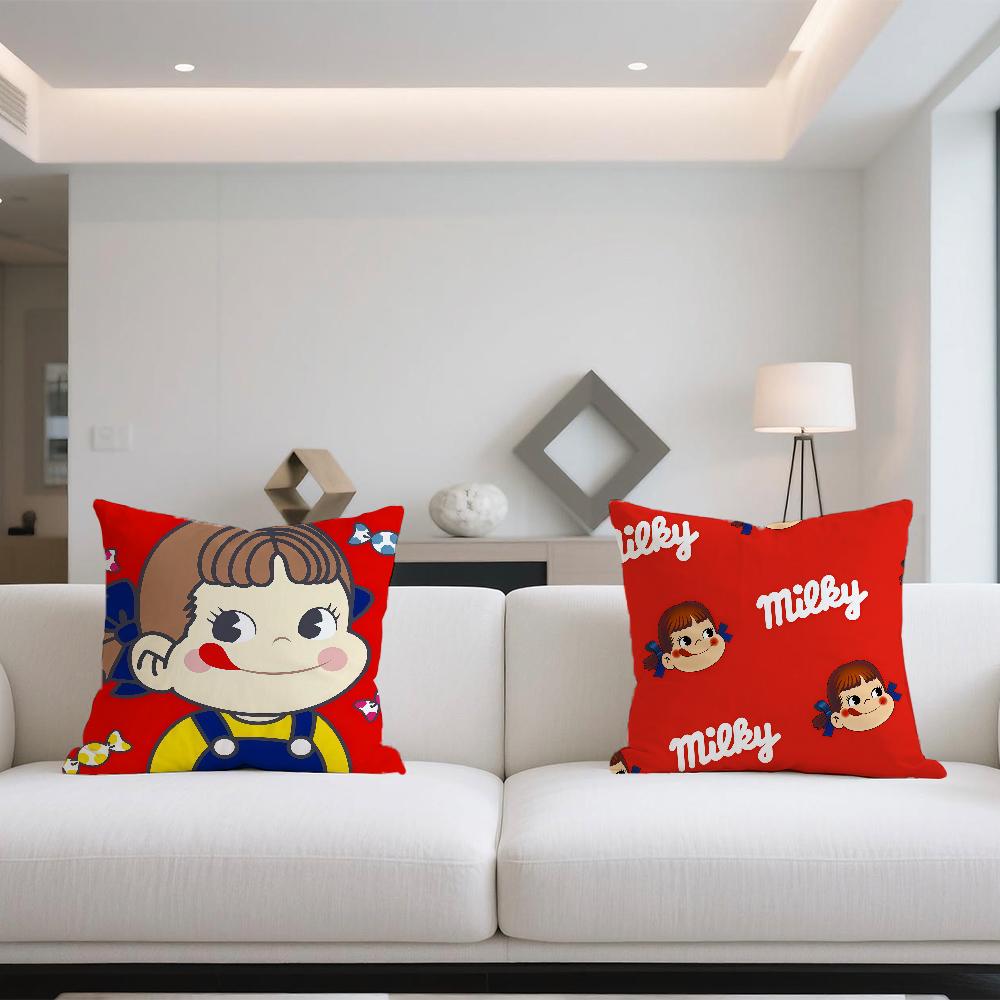 Cute F-Fujiya Peko Chan cushion cover For Sofa Car Office Cafe Soft And Comfortable Double-Sided Printing Pillow Cover