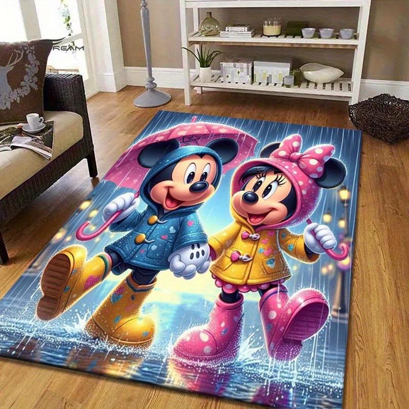1pc Disney Mickey Mouse and Rain Pattern Area Rug Soft Flannel Floor Mat for Living Room, Bedroom, Kitchen, Sofa Coffee Table Floor Mat 60cm by 90cm