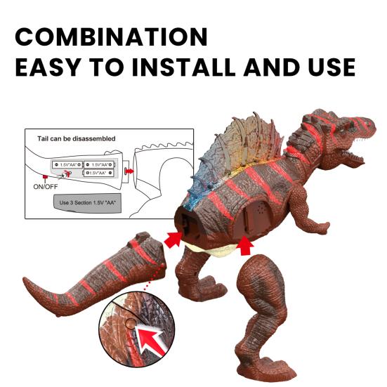 Kids Electric Dinosaur Toy Roaring Walking Remote Control Spinosaurus Toy with Light Sound Toddlers Boys Girls Educational Simulated Dino Model Toy