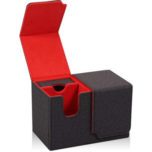 Powanfity Deck Case, Trading Card Case, Deck Box, Storage Box with Dice and Damage Counter Holder, Magnetic, Leather, Fits Approximately 200 Cards, Co