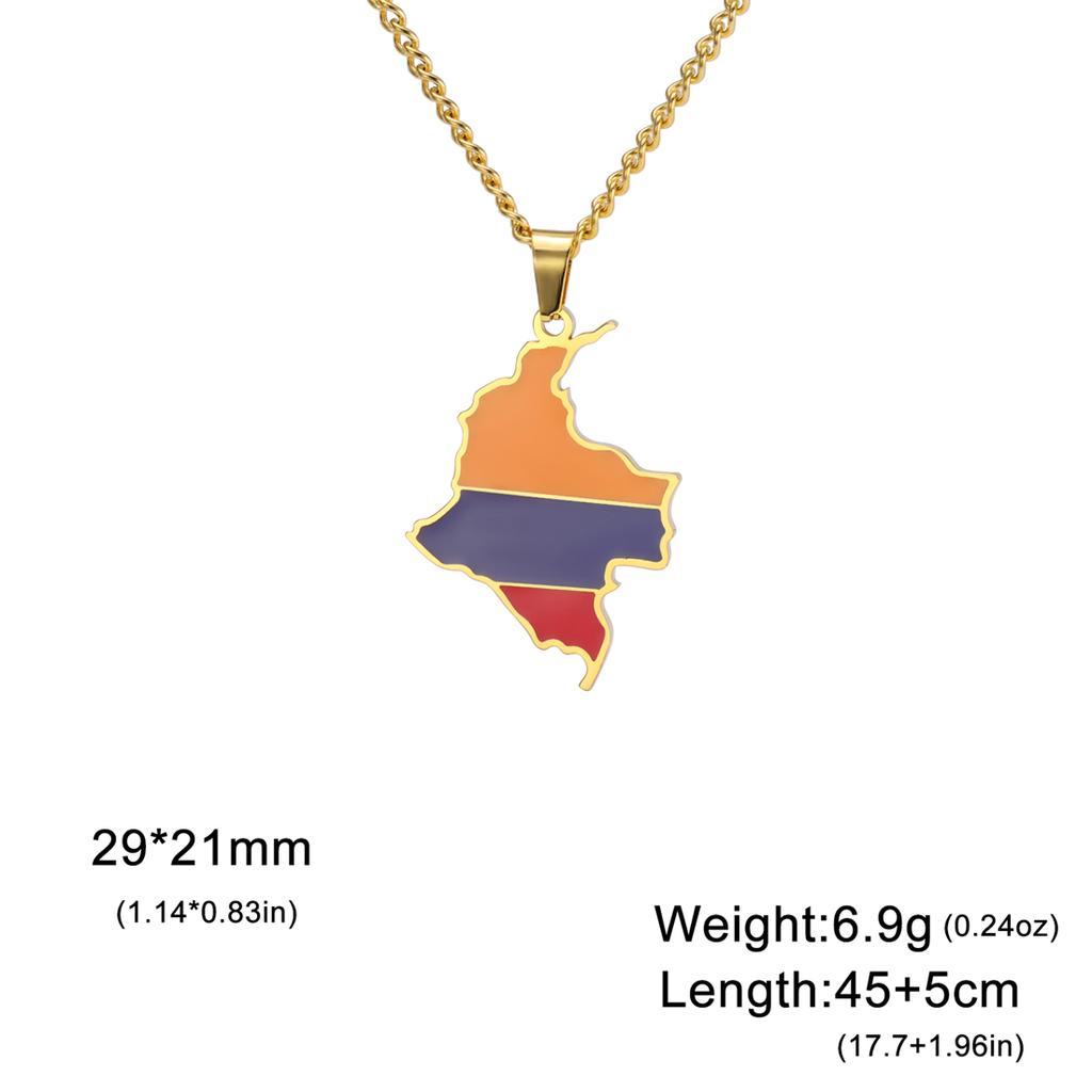 EUEAVAN Latin American Country Map Necklace Stainless Steel Haiti Argentina Venezuela Colombia Chile Flag Jewelry Gift Wholesale