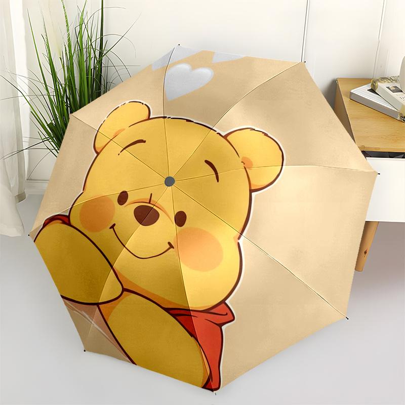 

Disney Pooh Bear,Hearts Automatic Opening and Closing Umbrella Suitable for all occasion and business umbrella, unisex portable tri fold s