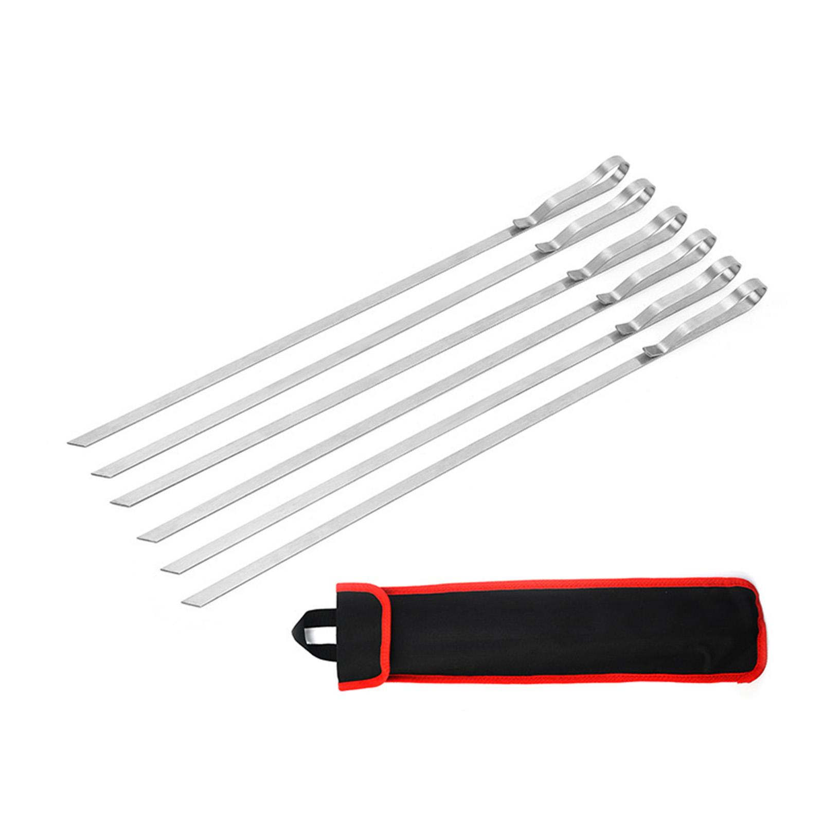 Kabob Skewers Metal BBQ Grill Skewers Long Stainless Steel Kebob Sticks Reusable Grilling Skewer for Meat Shrimp Chicken