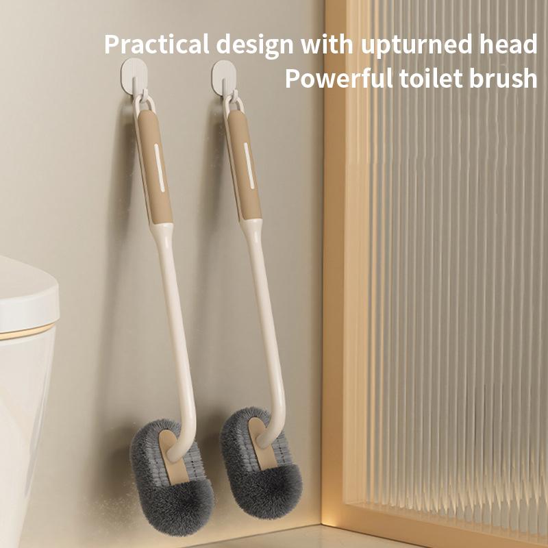 Langer Griff Weiche Borsten Aufgebogener Kopf Toilettenbürste Haushalt Wandmontage Stil Keine toten Ecken Toilette Hockgrube Universal
