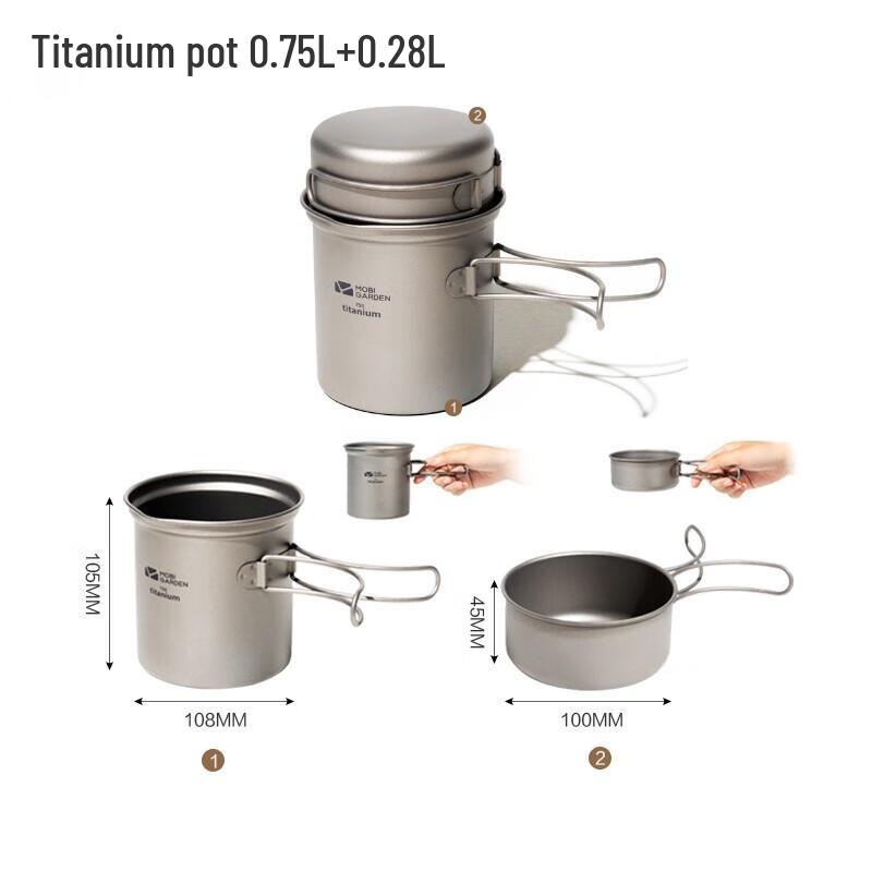 Mobi Garden 1-Person Titanium Camping Pot Set