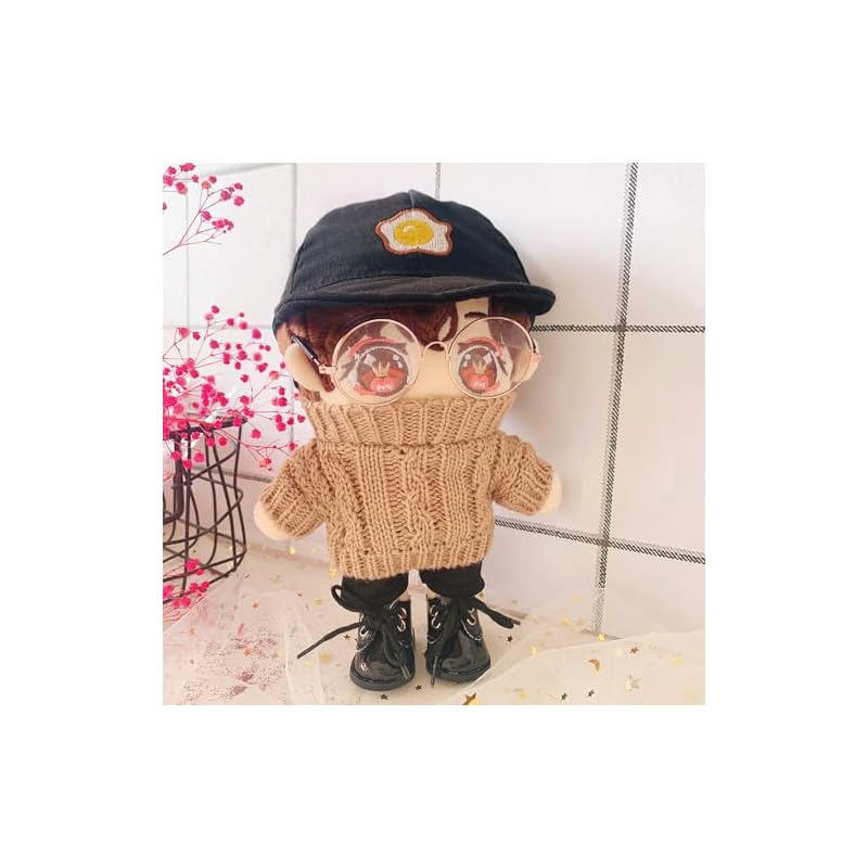 Niannyyhouse 20cm Doll Clothes Set (Hat, Sweater, and Shorts) - 3-Piece Set, Twisted Sweater, for Plush Toys, Cotton Doll Clothes, Baby Doll Clothes