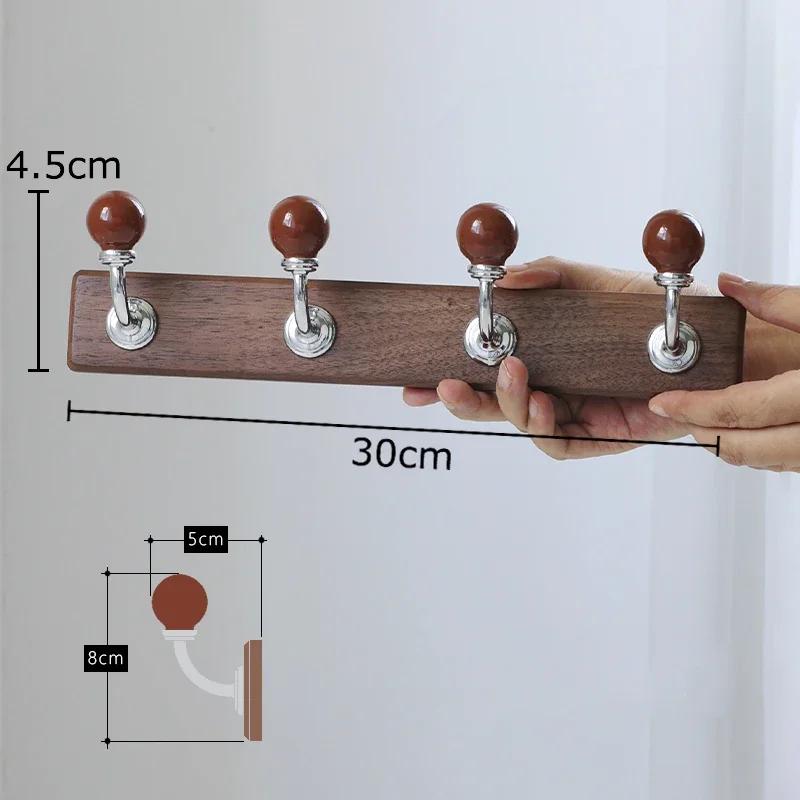 Colorful Bending Hooks Clothing Hat Hook Wall-mounted Storage Hanging Hooks Walnut Wood Wall Storage Holder Decorative Shelves