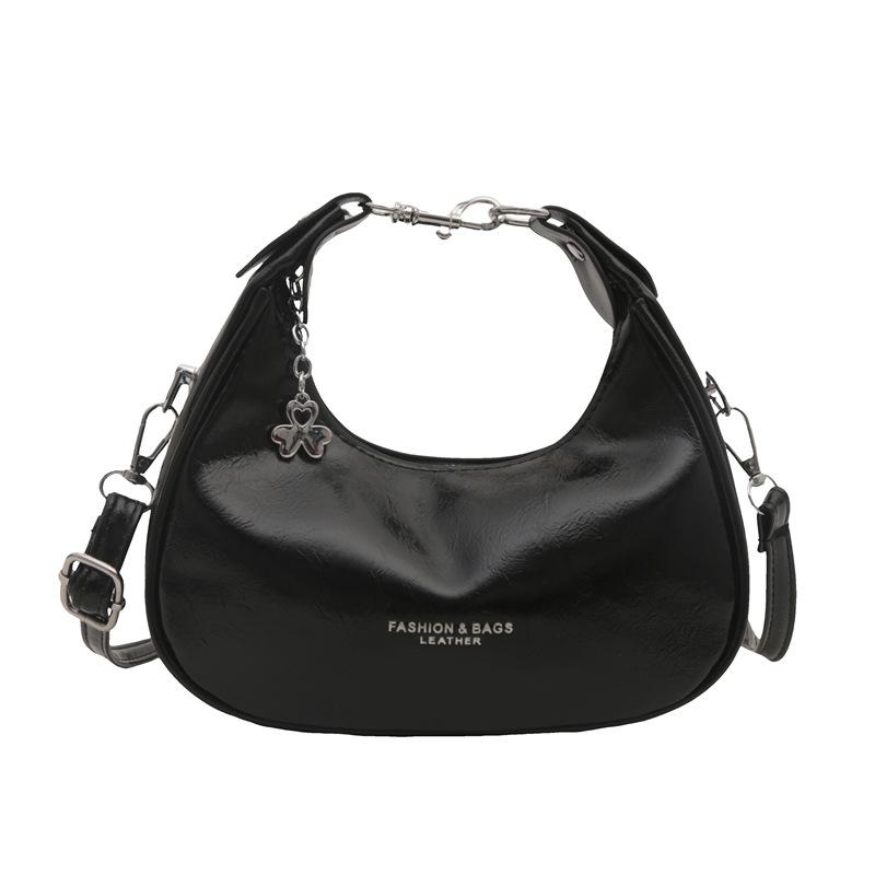 

Французский нишевый дизайн портативная сумка-полумесяц 2024 новый тренд ретро мода простая сумка через плечо подмышкой чёрный