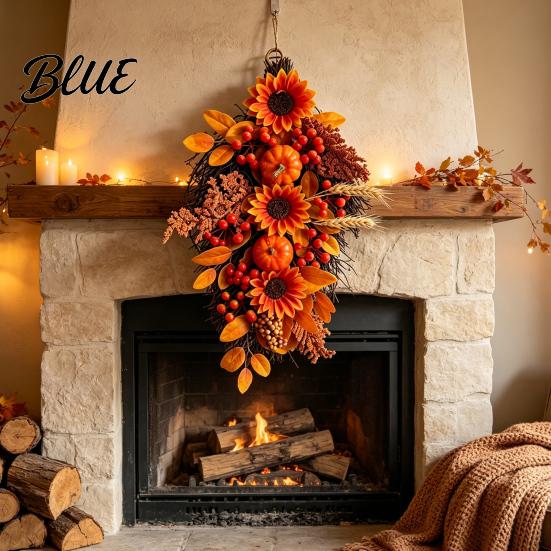 Thoughtful Seasonal Gift Fall Sunflower Swags Wreath Maple Leaves And Berries Hanging Decor Artificial Garland Autumn Farmhouse Front Door