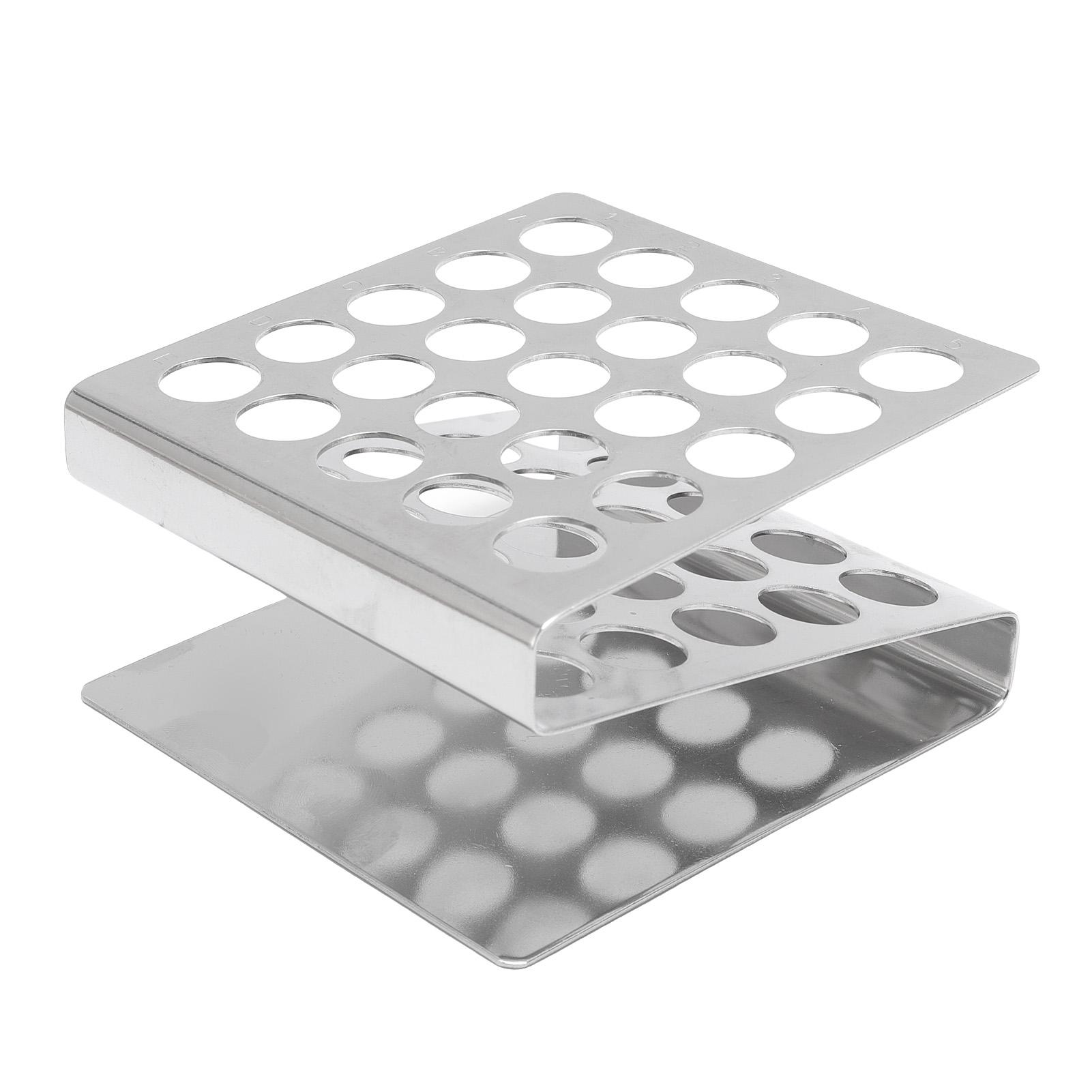 

25 Holes Test Tube Rack Stainless Steel Z Shape Storage Holder Organizer for less than 17mm Diameter Test Tubes
