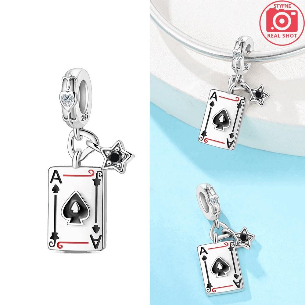 Poker Card Pendant Copper Colors Charm Beads Fit Original Charms Bracelet Beads For Women Jewelry Making Gifts