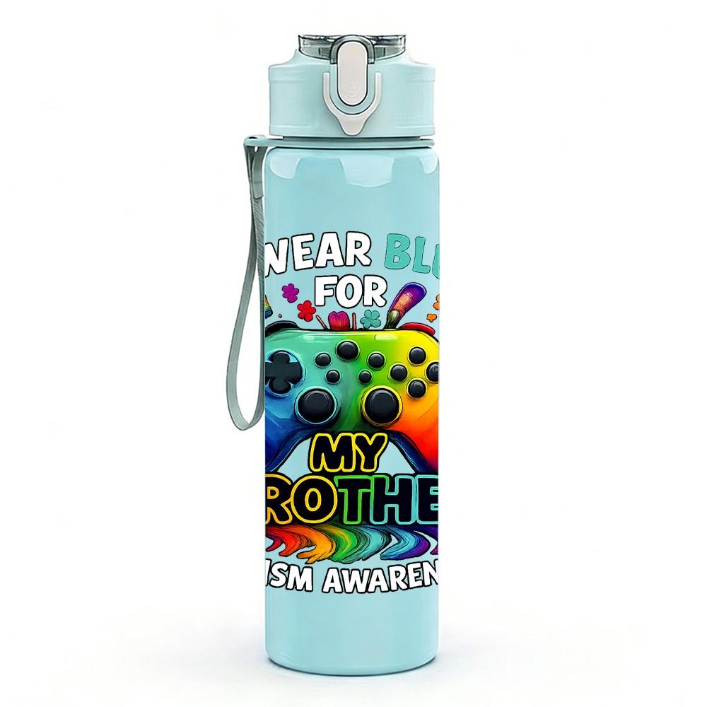 1PC Another Brother Game Controller 750ml Color Plastic Sports Water Bottle Leakproof Flip Straw Lid Suitable for Sports Office Home Use