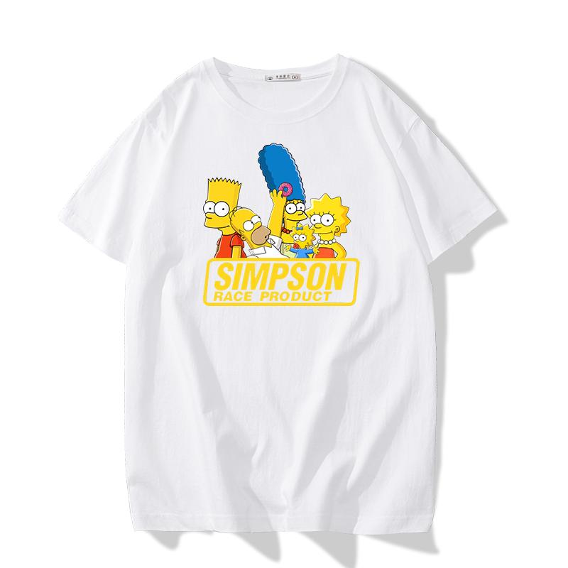 Simpsons Fun Printed Tshirt Unisexs Fashion Trend Top Unisexs and Womens Four Seasons Cotton Round Neck Short Sleeve