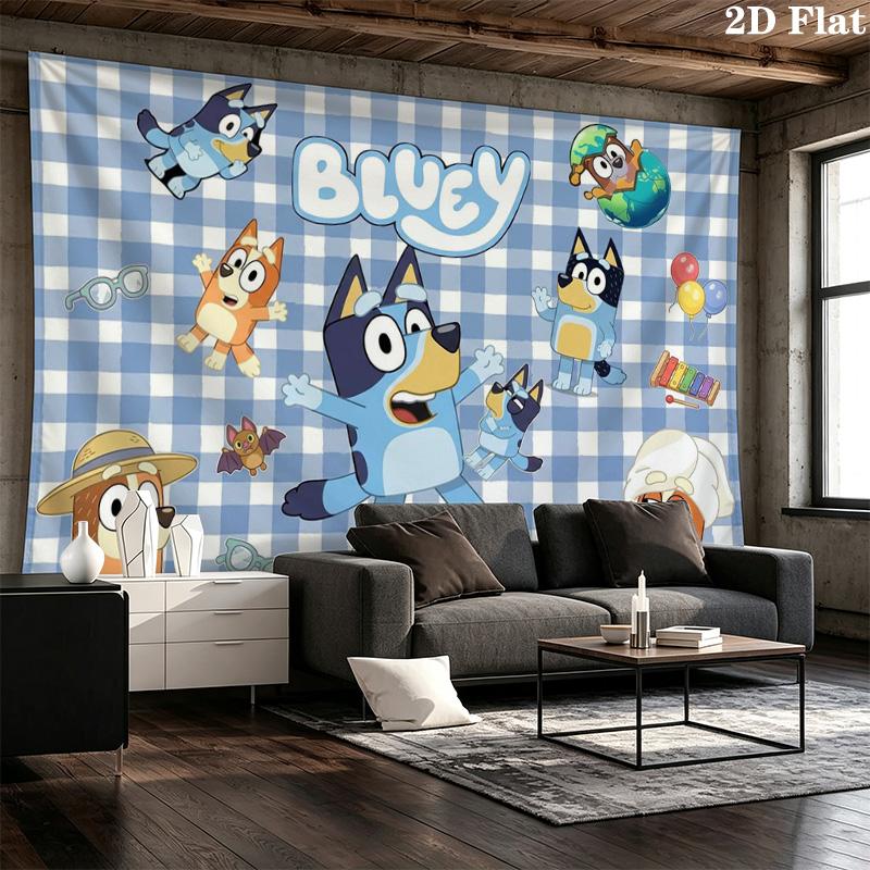 Bluey Wall Tapestry Aesthetic Wall Hanging Printed Fabric Blanket Decorative Tapestries for Bedroom Living Room Home Decor