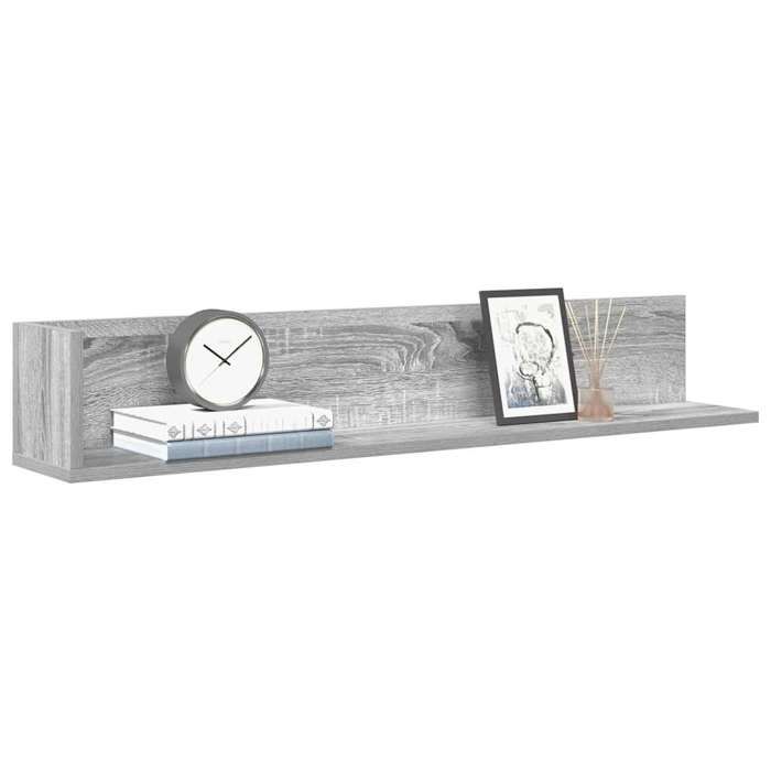 VidaXL Wall Shelves 2 Pcs Sonoma Grey 100x16.5x16.5 Cm, Floating Shelf, Hanging Shelf, Corner Wall Shelf, 860045