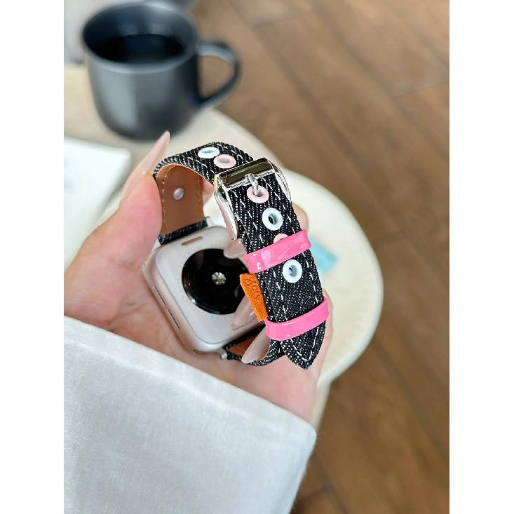 

Cute flower accessories leather loop band For Apple Watch women 44mm 40 45 41 49 42 38 Series 11 10 9 8 SE 7 6 5 4 3 Strap 38mm40mm41mm