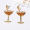 Exquisite fashion light luxury niche design sense alloy zircon personalized wine bottle wine glass series women's earrings